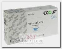 Перчатки виниловые, прозрачные, размер L / EcoLat 100 шт